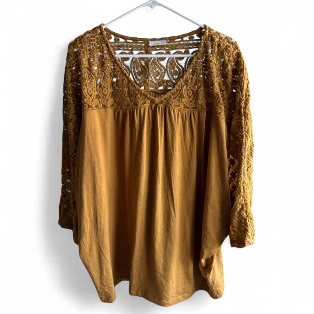 Garnet Hill Brown Relaxed Cropped Blouse